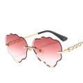 QSKY Rimless Sunglasses Women Brand Designer Sun Glasses Gradient Shades Cutting Lens Ladies Frameless Metal Eyeglasses UV400